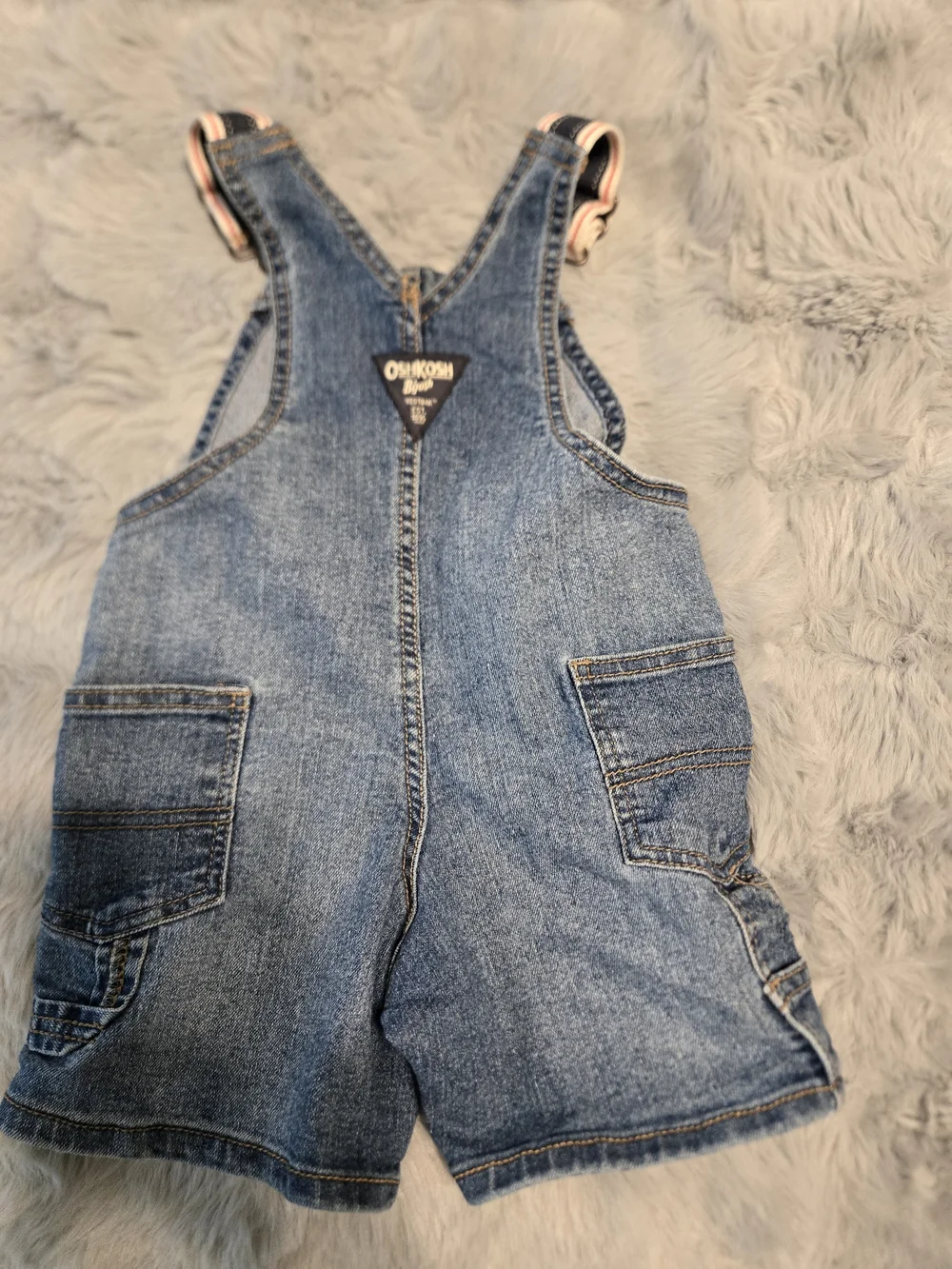 OshKosh B'gosh Light Blue Denim Shortalls with Striped Straps